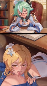 __lumine_and_sucrose_genshin_impact_drawn_by_exlic__2d5450ade76b9560438f40eab24ac389