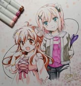 __yoshida_yuuko_and_chiyoda_momo_machikado_mazoku_drawn_by_takano_ui__306cfd378de05f5bdb71f5b4b55e91c8