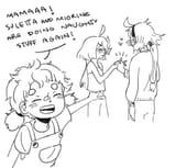 Ericht pointing at Suletta and Miorine Holding Hands