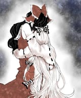 __hakurei_reimu_and_fujiwara_no_mokou_touhou_drawn_by_botan00__c9d94a1de077c40b7b75be9b006a0db3