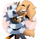 8222__safe_artist-colon-starlightseq_tangle+the+lemur_whisper+the+wolf_abstract+background_blushing_duo_eyes+closed_fangs_heart_holding+them_kiss+on+cheek_le