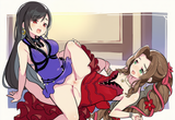 2girls, tifa lockhart (refined dress), aerith gainsborough (red dress), final fa s-903358069