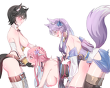__yomi_fox_miko_and_fox_archer_sakura_dungeon_drawn_by_pudding_crepe__78d33af7f9113171350d499928dc8368