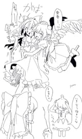 __hakurei_reimu_and_shameimaru_aya_touhou_drawn_by_uehara_suiyo__7fcec3df33cacf80fa70fc2ca5cfccc2