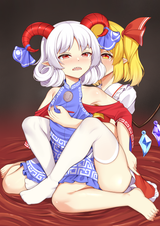 __flandre_scarlet_and_toutetsu_yuuma_touhou_drawn_by_akasaka_sato__21933326b611f50ed58d574785faa26b
