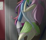 985487__suggestive_artist-colon-silbersternenlicht_fluttershy_rainbow+dash_equestria+girls_g4_adorasexy_butt+grab_clothes_cute_female_flutterbutt_grope_hand+on