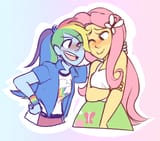 343762__safe_artist-colon-dae_fluttershy_rainbow+dash_equestria+girls_g4_blushing_female_lesbian_ponytail_ship-colon-flutterdash_shipping