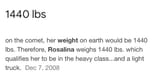 therefore, rosalina weighs 1440 lbs