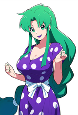 _ganbare goemon,{yae (ganbare goemon), green eyes, green hair, absurdly long hai s-615880592