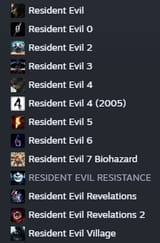 resident evil videogames