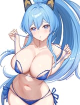shy blue haired cutie