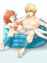 __fujimaru_ritsuka_and_gilgamesh_fate_and_1_more_drawn_by_rkp__70b093eedf825735ec16658cf1a79d7e