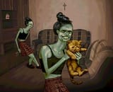 woman with the cat