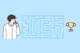pensive-businessman-look-at-maze-search-for-solution-to-win-prize-or-award-man-employee-brainstorm-engaged-in-creative-thinking-for-goal-or-ail-achievement-or-success-flat-illustration-vector-898736733