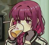Tired drinking beer smoking a cigarette