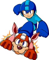 Megaman riding on Rush