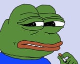 pepe showing his disgust with a cigarette in his hand