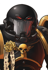 space marine, black armor, warhammer 40k, mask, golden rose, skull, s-3970572411