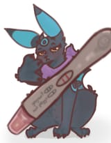 umbreon shiny throwing positive pregnancy test at viewer
