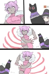 black cat doing cute things