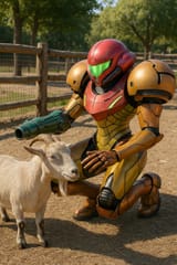 20250619_0244_Samus Aran Petting Goat_simple_compose_01jy3j7t2tewa97kja08ttet61