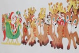 vintage-Christmas-decorations-paper-diecut-Santa-reindeer-for-holiday-window-or-wall-Laurel-Leaf-Farm-item-no-z92737-1