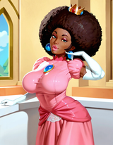 princess peach black afro posing