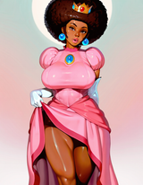 princess peach black afro dress pull