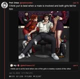 Screenshot 2025-06-21 Prof. Chise (@mahirusoldier) I think yuri is best when a male is involved and both girls fall for him XCancel