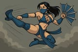 kitana throwing a kick