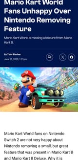 Mario Kart fans unhappy 
