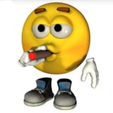 yellow face smoking cigar