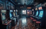 old-vintage-arcade-video-games-empty-dark-gaming-room-with-blue-light-with-glowing-displays-beautiful-retro-design_505557-5453