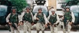 Army Rangers in front of Little Birds Somalia