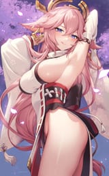 yae miko tongue out