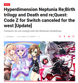 re;birth and derq block - nintendo guidelines
