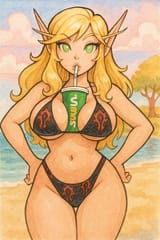 20250624_2103_Blood Elf Beach Pose_simple_compose_01jyj9pp2mevsah19j0g0zwre5