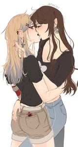 Emily and Megan kissy kissy