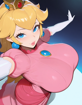 peach looking above
