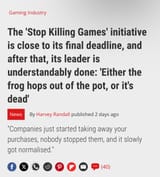 The &#039;Stop Killing Games&#039; initiative is close to its final deadline, and after that, its leader is understandably done &#039;Either t