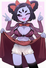 1girl, yeun, large breasts, teasing, flirting, dynamic pose, muffet, multiple ar s-3680802777