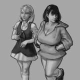105471 - 2girls artist_kujalla callie milly monochrome non-named solo