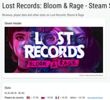 Lost Records Bloom &amp; Rage Steam stats Gamalytic