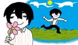 Yi Sang smelling flowers