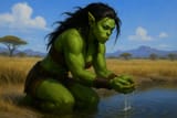 20250629_2320_Orc Washing in Savannah_simple_compose_01jyyrxcs5ep6v7mmmws460z9y