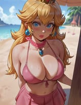 princess peach summer pink bikini and skirt
