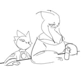 Yi and Lady Ethereal at the bar being sad about there lives