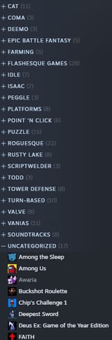 game categories