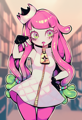1girl, harmony (splatoon), wagashi (dagashiya), parororo, cowboy shot, indoors, s-222277223