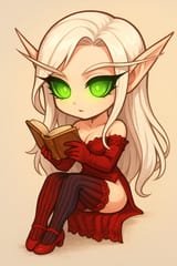 20250702_2032_Blood Elf Priestess Reading_remix_01jz6v3kd0fvcbp52v9mda76sr